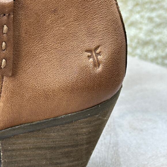 Frye Judith Double Zip Heel Block Ankle Booties US 9 M Womens Brown Leather New - Picture 6 of 16